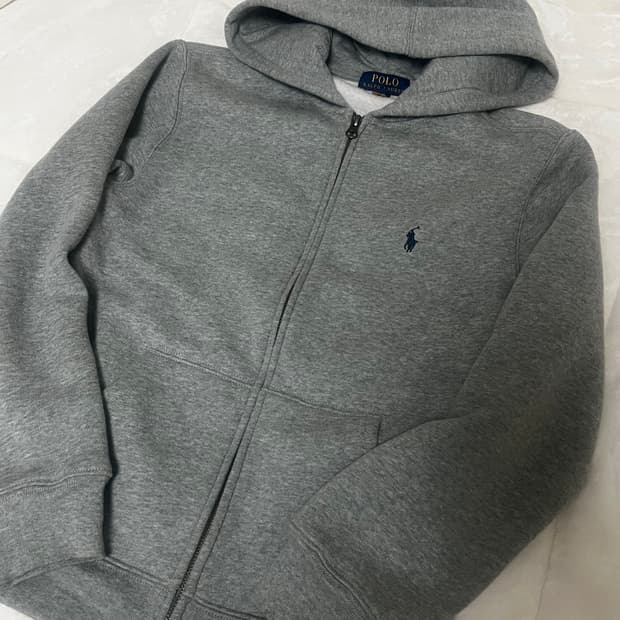 폴로 그레이 기모 후드집업