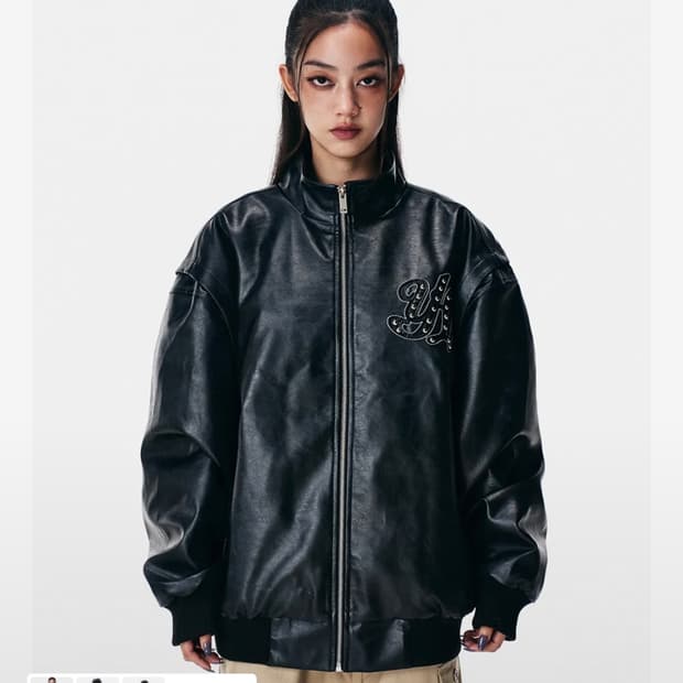 와이이이엘 FAUX LEATHER WINGED JACKET BLACK