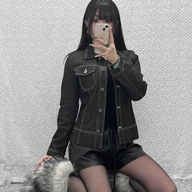 게스 모던 시크 캐주얼 트러커 워크 데님자켓 90 C10279