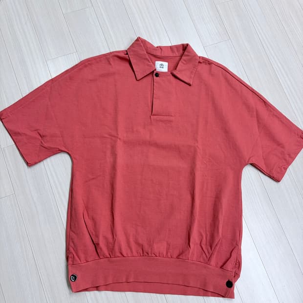 폴리테루 휴먼인덱스 루즈 럭비 셔츠,폴로티, 카라티 코랄 m사이즈