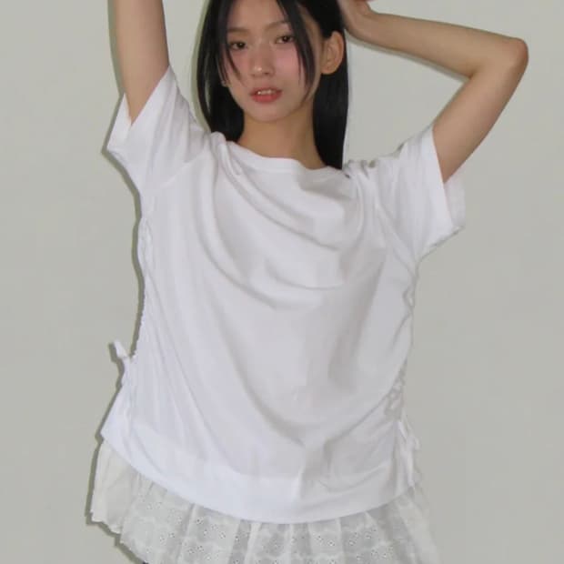 론론 레이스 셔링 레이어드 반팔