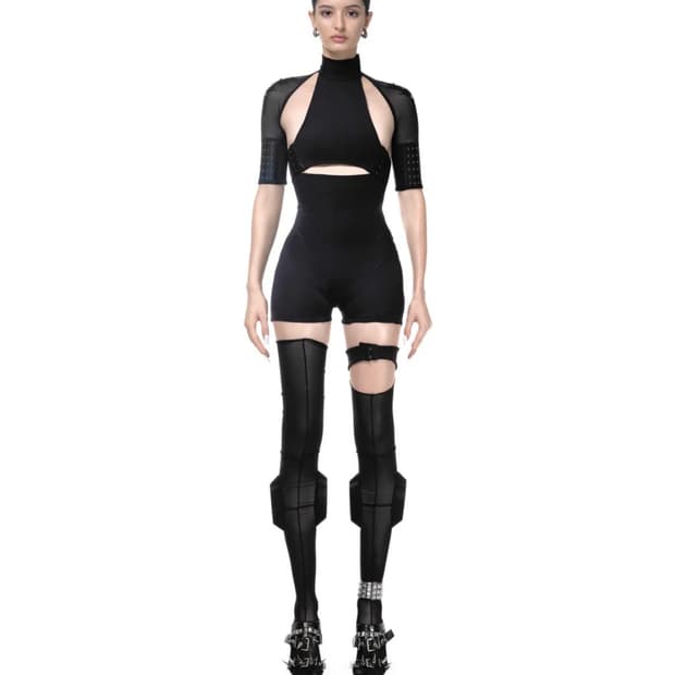 CAT TATTOO BLACK PLAYSUIT