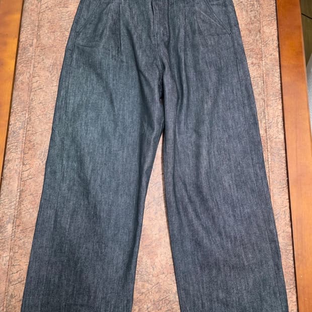 포트너스 투턱 와이드 블랙진 흑청 데님 팬츠 XL