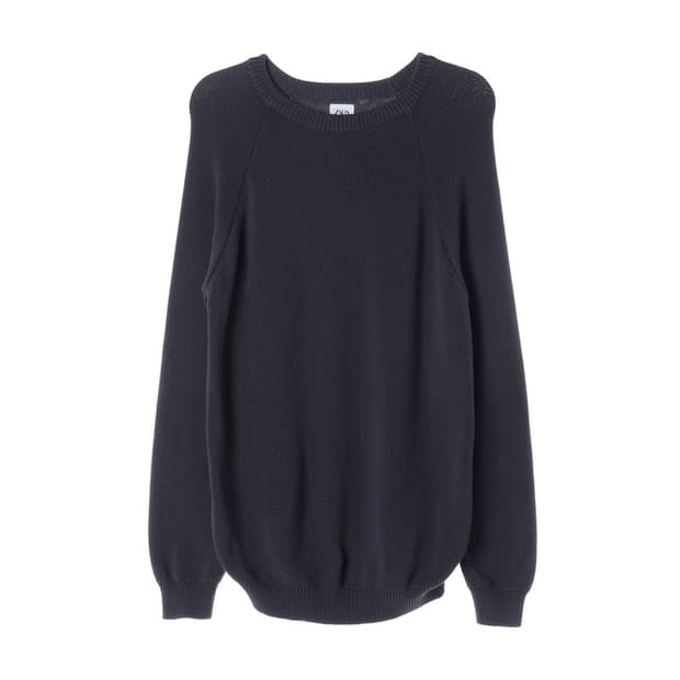 ZARA 네이비 래글런 골지 짜임 라운드 니트 XL