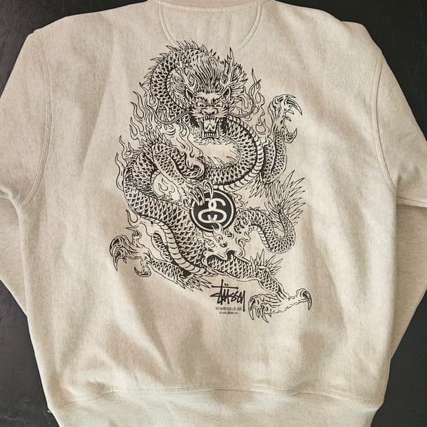 스투시 드래곤 크루넥 애쉬 헤더