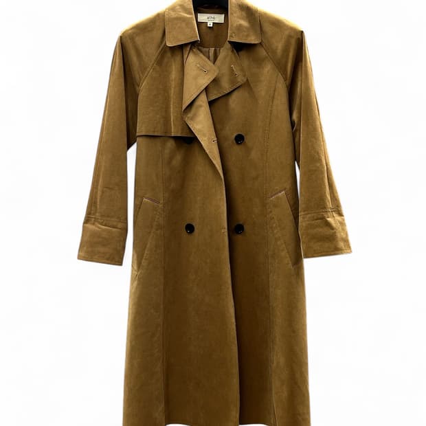 athe 아떼 스웨이드 트렌치코트 브라운