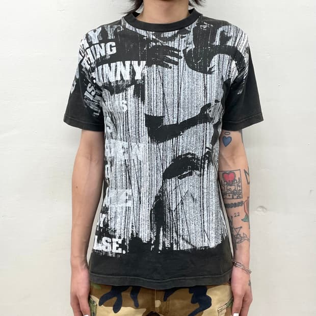 White Printed Activity Black T-Shirt 