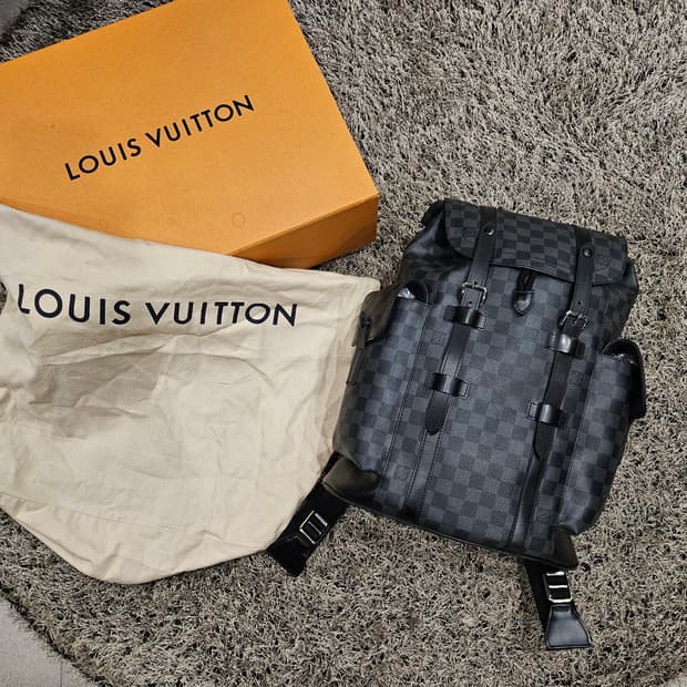 루이비통 크리스토퍼 다미에 포켓 레더 벡팩