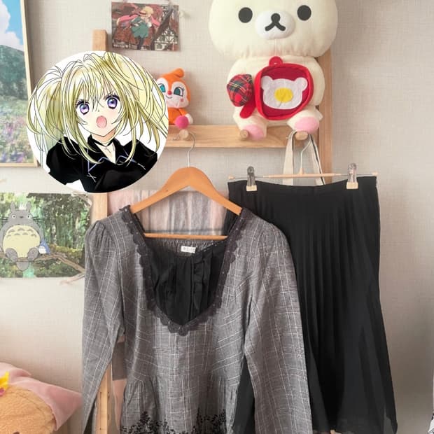 모리걸 빈티지 엑시즈팜 캐캐체 세라 블라우스 set🤍🖤🎀