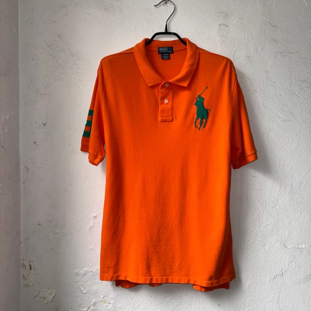 [XL]Polo 폴로 오렌지 빅포니 반팔 카라티