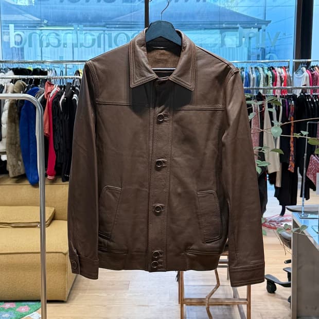 살바토레 산토로 브라운 쉽스킨 레더 자켓 