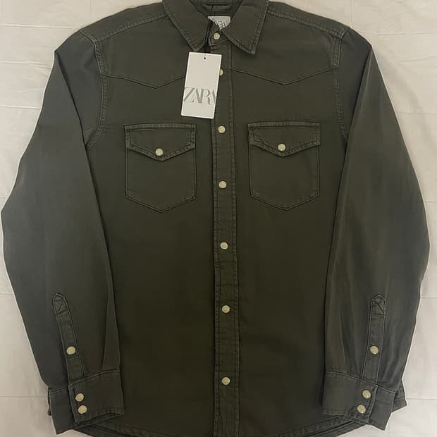 ZARA 자라 데님 셔츠 자켓 카키