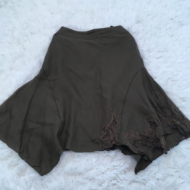 빈티지 브라운 오리엔탈 레이스 스커트 779 y2k 모리 갸루 펑키 