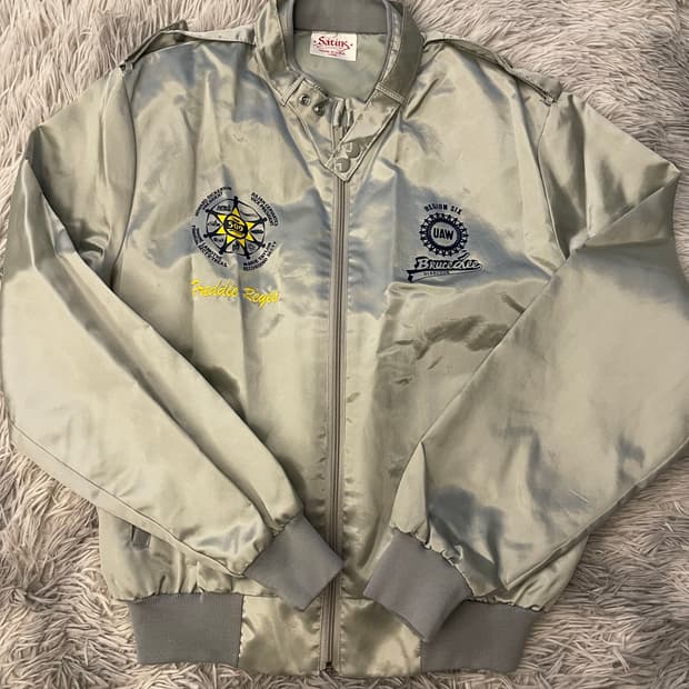 미국 빈티지 Made in the USA Satins UAW 블루종 자켓