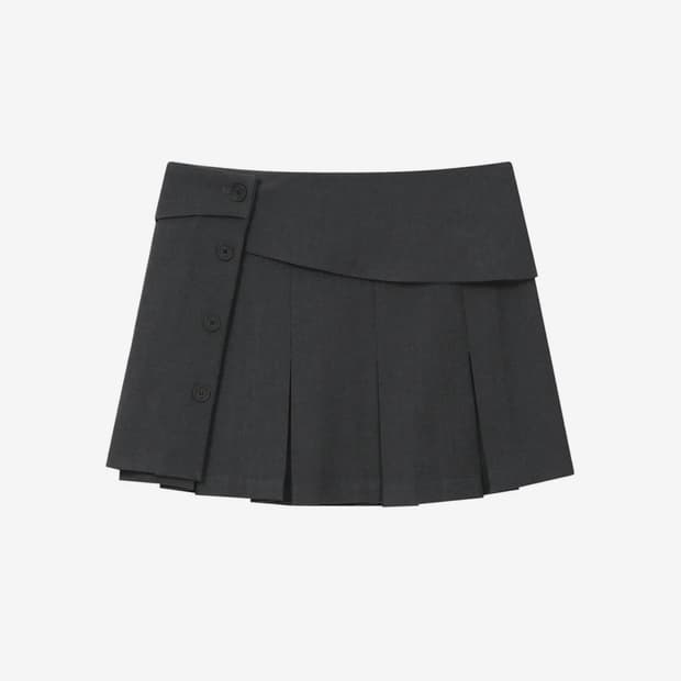 미세키서울 pleats wrap mini skirt charcoal