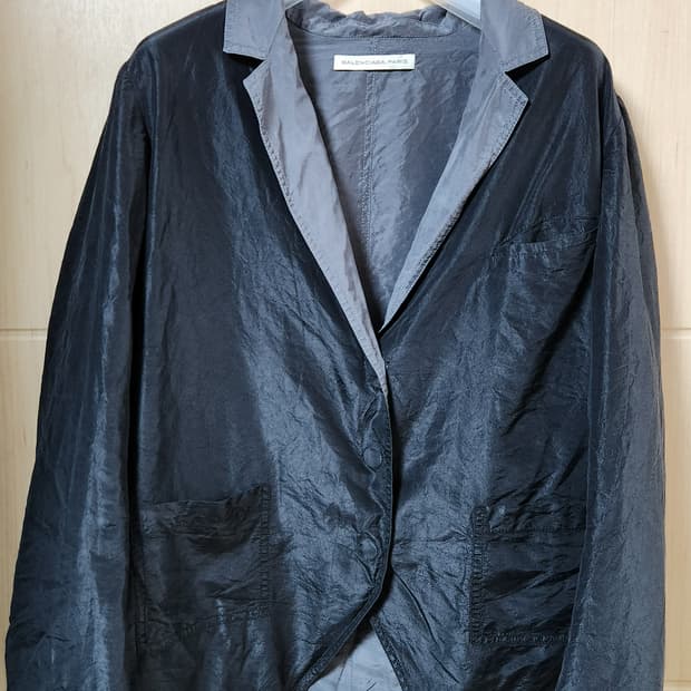 발렌시아가 여성 블랙 투톤 실크 자켓 38 66사이즈