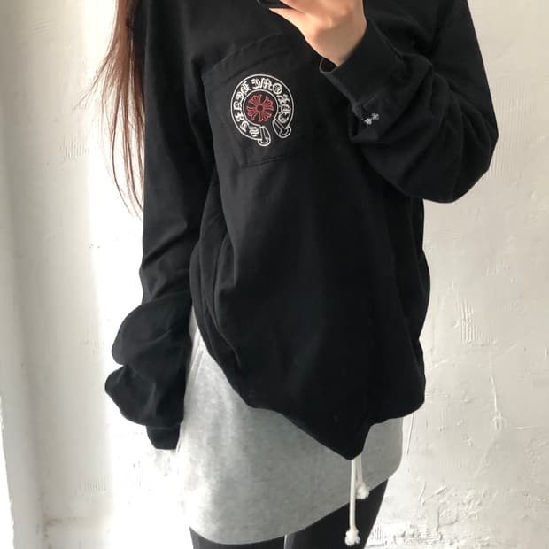 Chrome Hearts 크롬하츠 화이트레드 홀스슈 로고 스태프 슬리브
