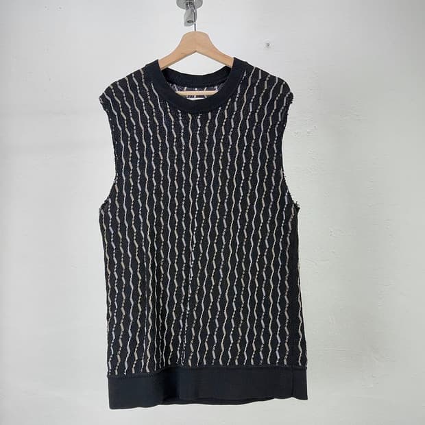 마르지엘라 넘버 10 블랙 크로셰 니트 베스트