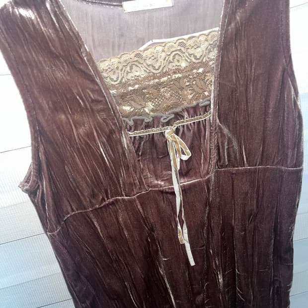 빈티지 벨벳 레이스 슬리브리스