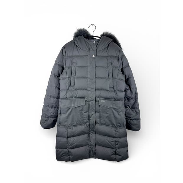 (90) 닥스 우먼스 라쿤퍼 구스다운 롱 패딩 블랙