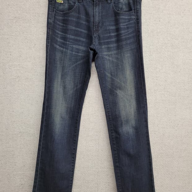 라코스테 여성 세미 부츠컷 청바지 워싱 데님