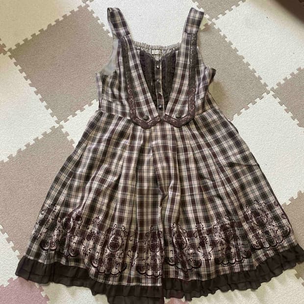 엑시즈팜 초코체크 라떼갸루 원피스 리즈리사 모리걸 히메갸루