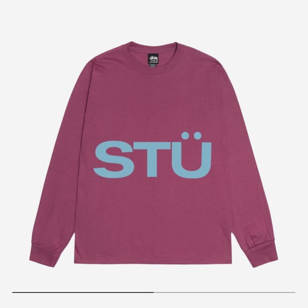 스투시 올 캡스 롱슬리브 티셔츠 베리 (s)