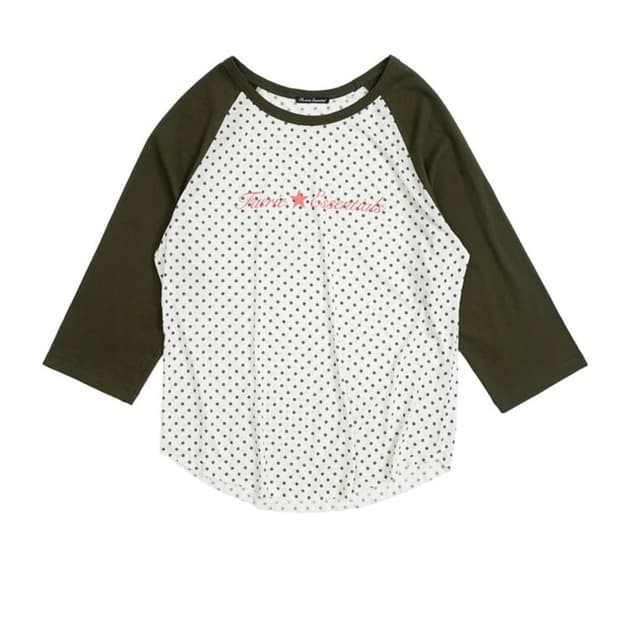 dot raglan sleeve top (khaki)
