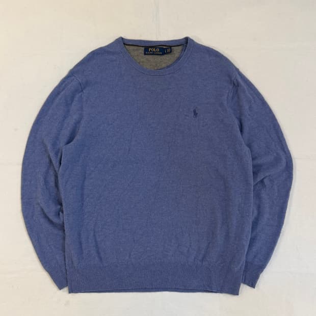 폴로 랄프로렌 라운드넥 울 니트 스카이블루