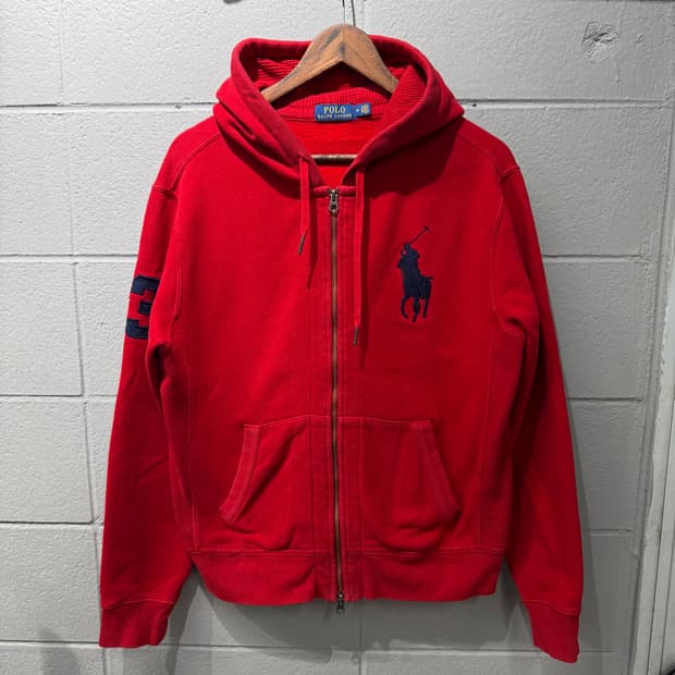 폴로 빅포니 레드 후드집업
