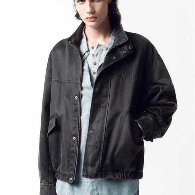 인사일런스 워시드 포우 레더 점퍼 차콜 M