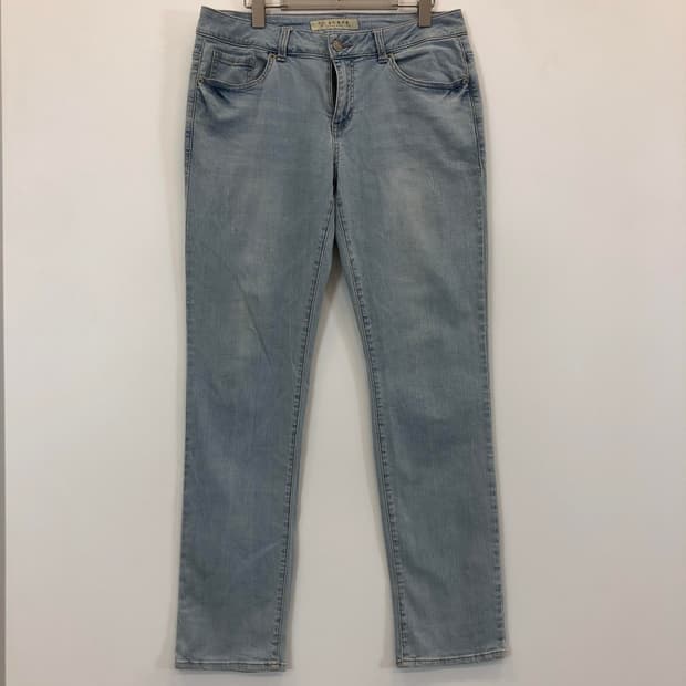 게스 화이트레더패치 데님진 33-34 인치