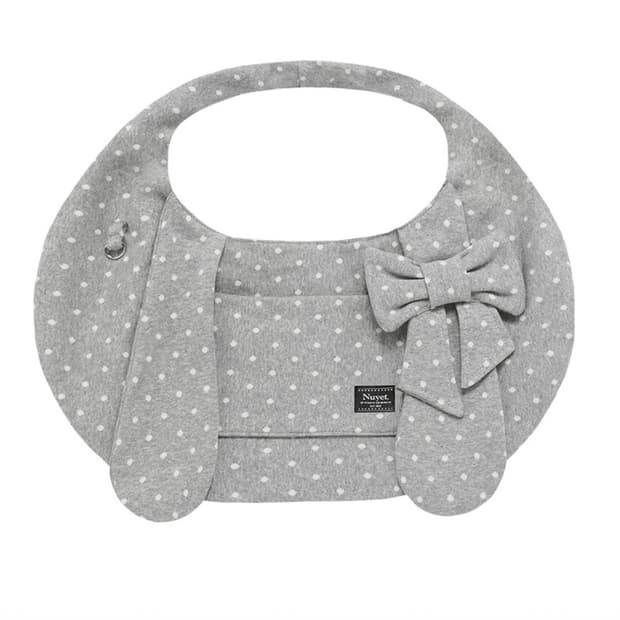 bunny ribbon hobo bag_grey polka dot