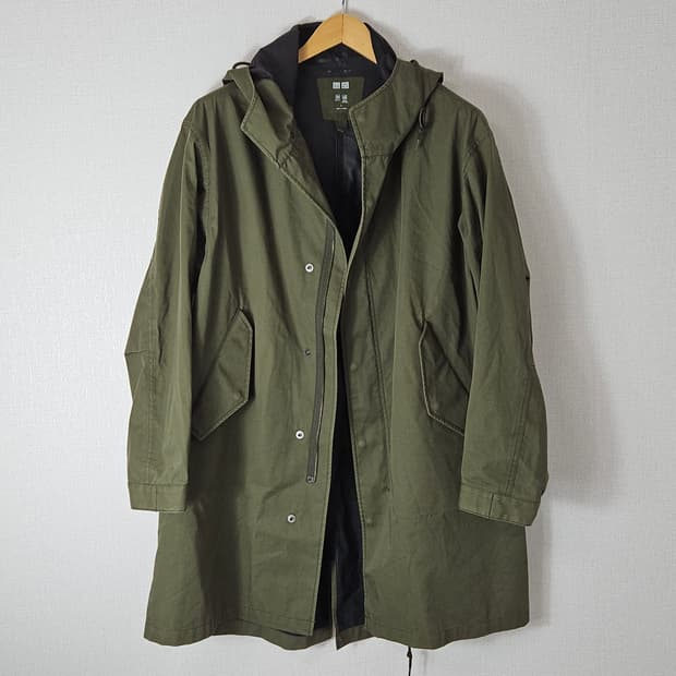 유니클로 블록테크 피쉬테일 M65 올리브카키 롱자켓 L