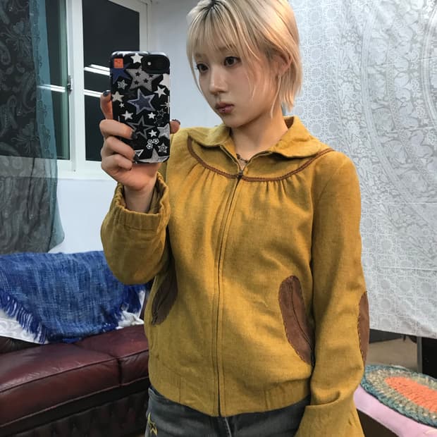 INVU 여성 엘보패치 카라자켓 