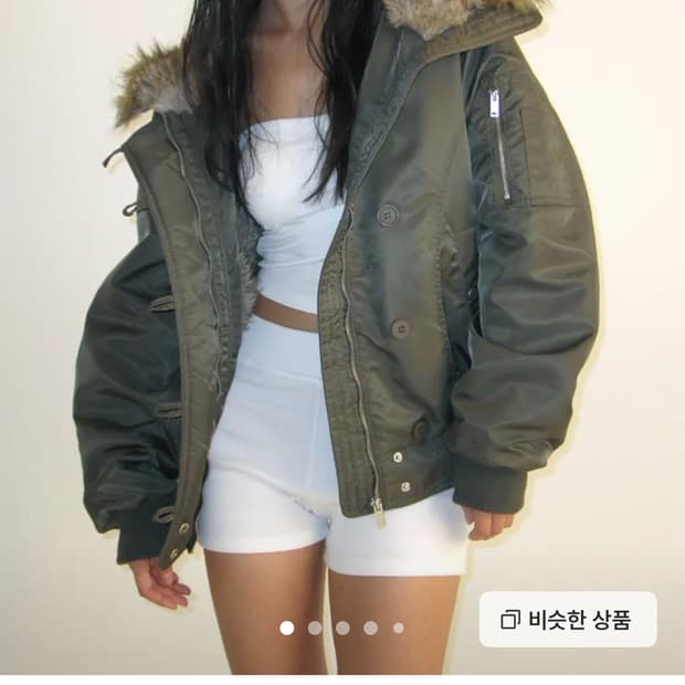 블랙업 누닐 퍼트리밍 후드 점퍼 카키