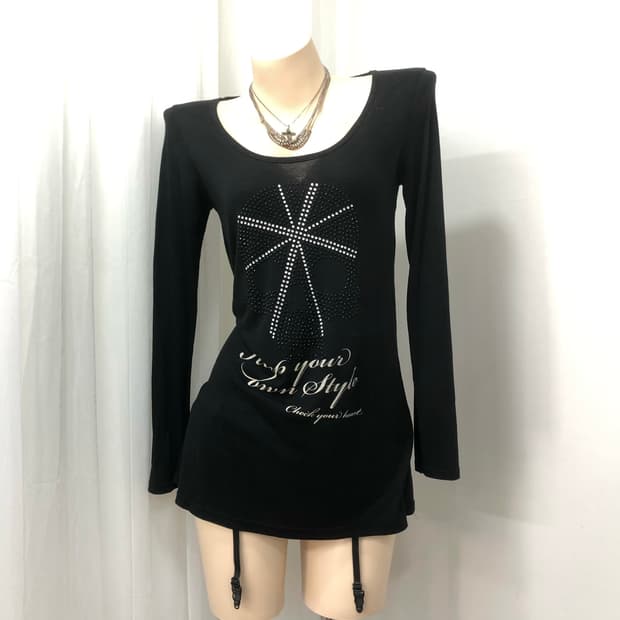 skull cubic point black long sleeve
