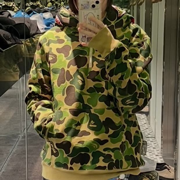 베이프 ABC 카모 샤크 후드 아노락 그린