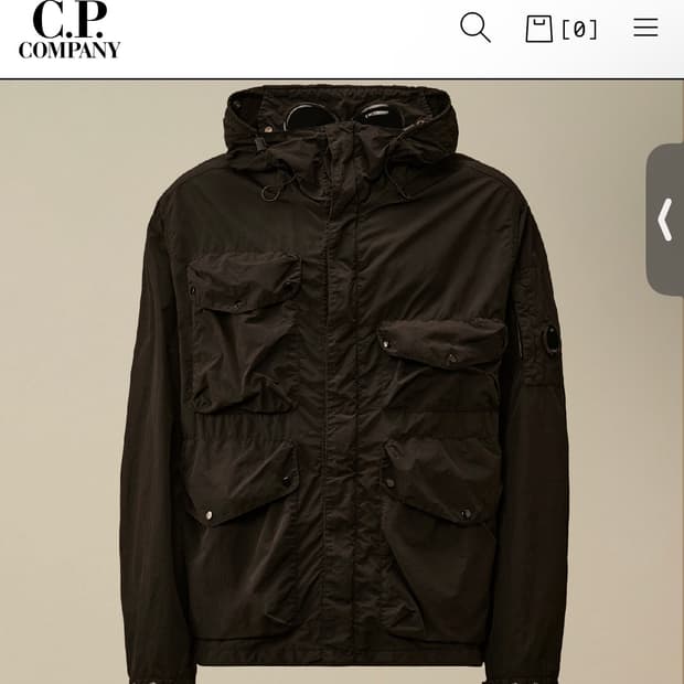 cp컴퍼니 26ss 플랫나일론 고글자켓 바람막이 M