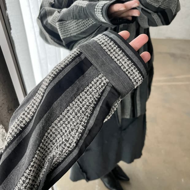 Cesare paciotti 울 트위드 스트라이프 셔츠