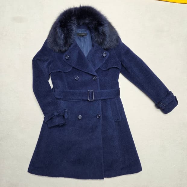 TOMBOY 톰보이 천연 여우털 컬러 알파카 혼방 코트