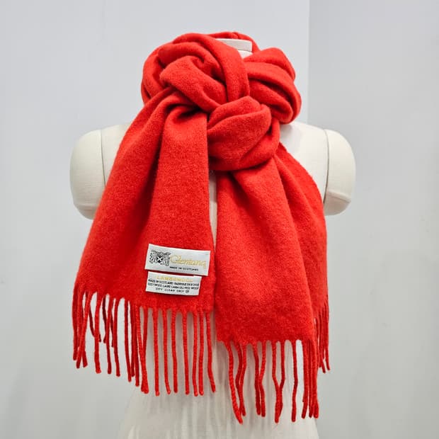 스코틀랜드산 울 100% 주황빛 롱 머플러 남녀공용