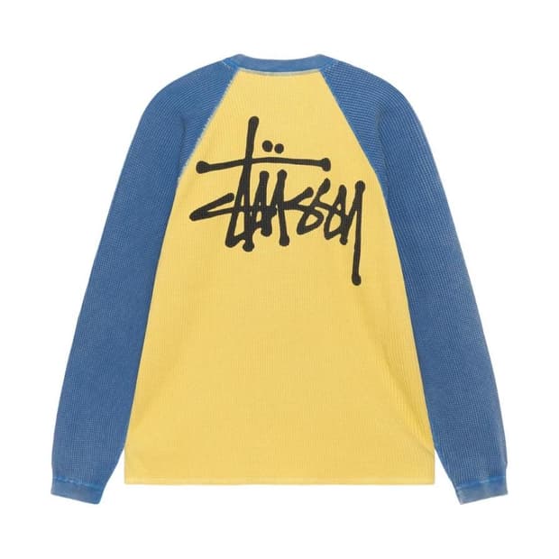 스투시 Stussy 베이직 써멀 투톤 롱슬리브 티셔츠 옐로우 M