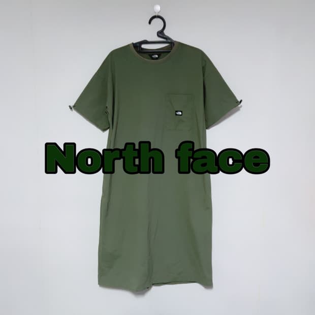 노스페이스 카키 포켓 나일론 반팔 원피스