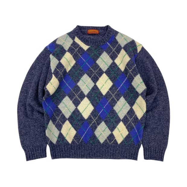 빈티지 울 아가일 스웨터 