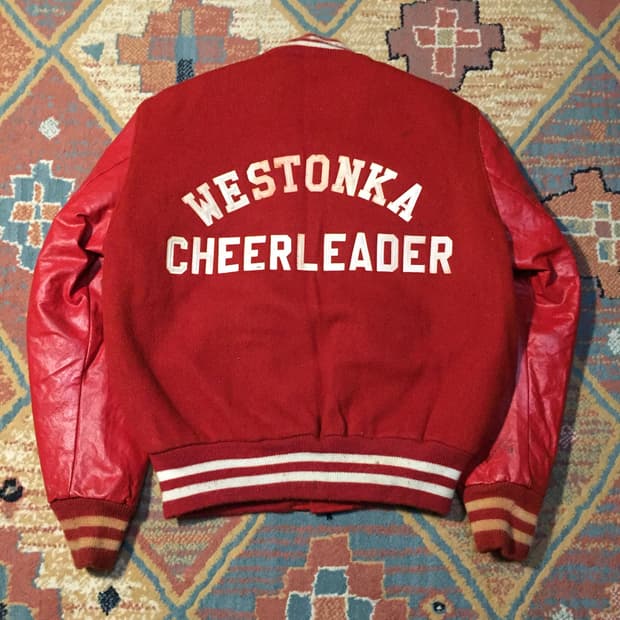 80‘s 레더 울 바시티 자켓