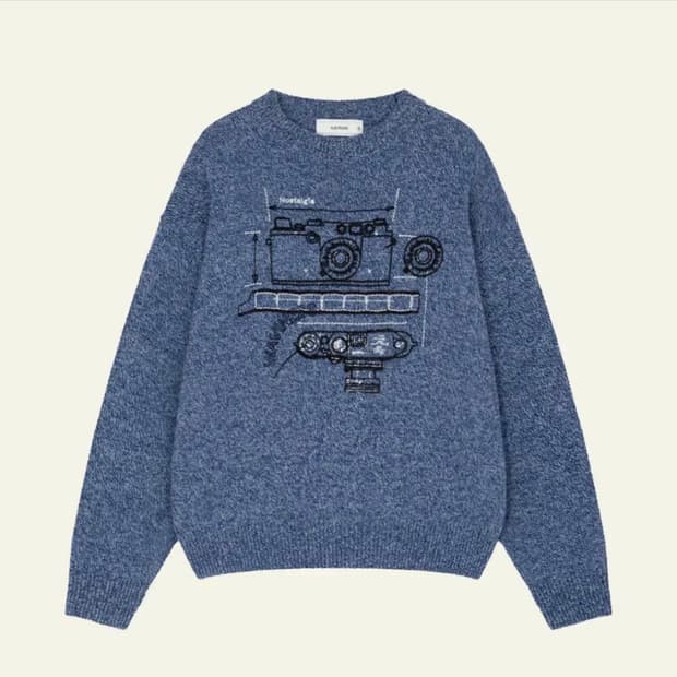 웨이비니스 노스텔지아 카메라 램스울 니트 웨이브 블루2