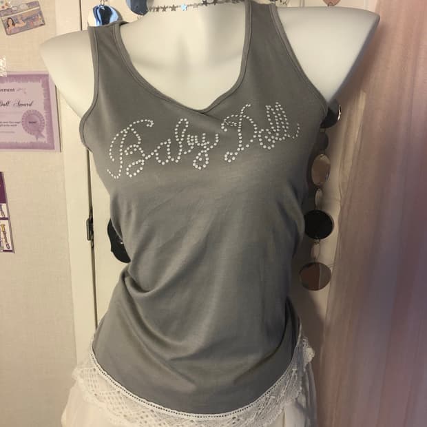 babydoll gray crochet sleeveless