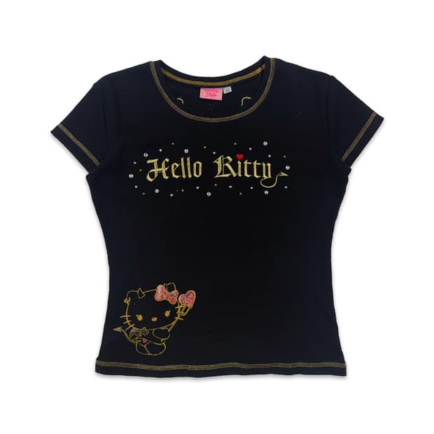 빈티지 산리오 블랙 헬로키티 반팔티