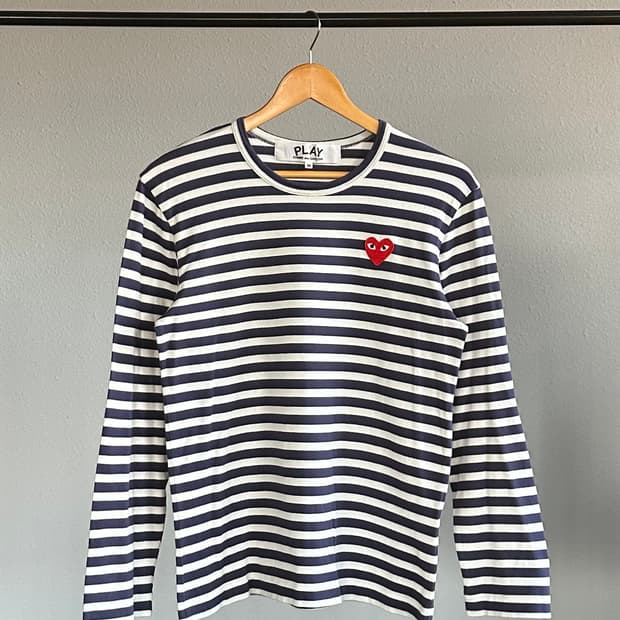 [M]꼼데가르송 스트라이프 롱 슬리브 여성 티셔츠